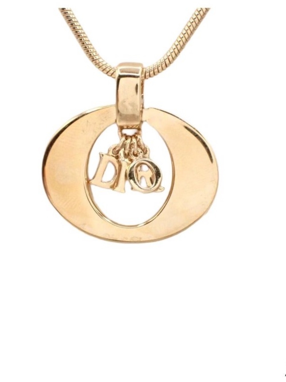 Christian Dior Circle Pendant Necklace Gold with COA - Picture 2 of 6